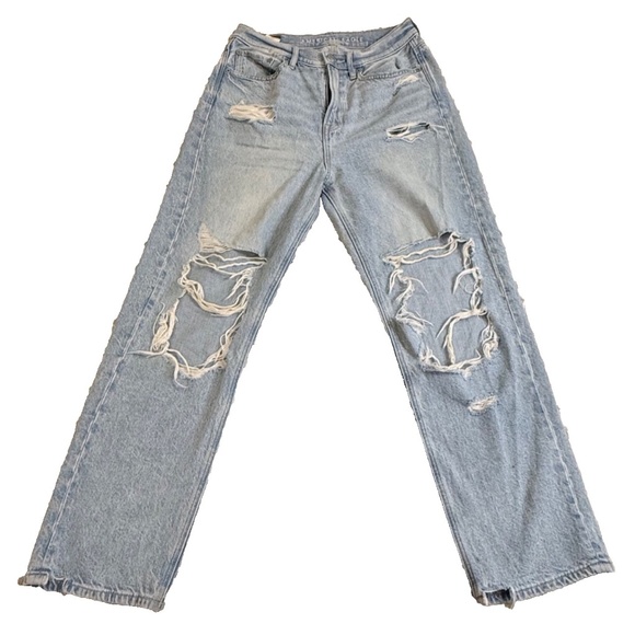 American Eagle Women's Distressed Highest Rise 90s Boyfriend Jeans Size 2 Short - Picture 1 of 7